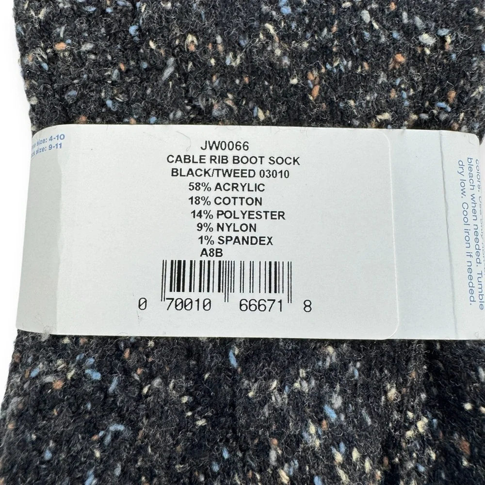 Jockey Womens Black Tweed Cable Rib Boot Socks Fits Shoe Size 4-10‎ 7” Cuff